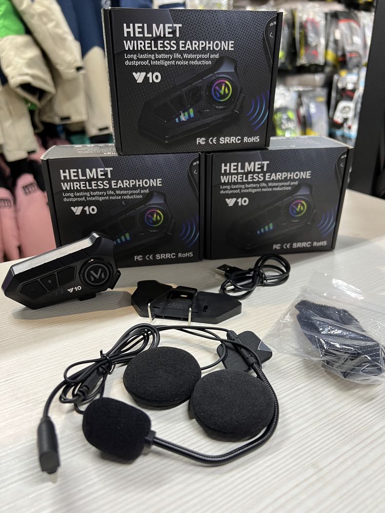 Беспроводные Bluetooth Наушники V10 для Мотошлема! Мото Гарнитура!