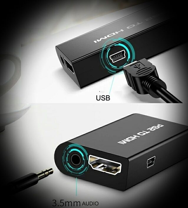 Адаптер PS2 на HDMI, переходник для PlayStation 2, конвертер