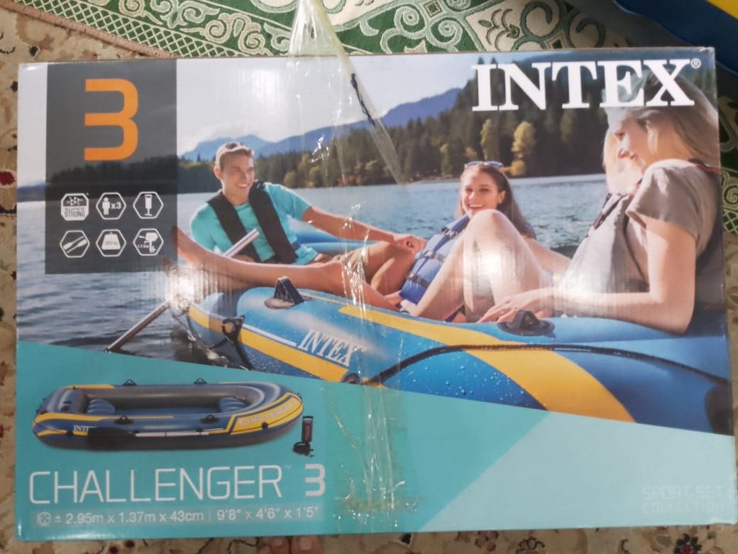 Надувная лодка Intex 68367NPChallenger-2 Set пластиковые вёсла и насос