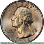продам Quarter dollar, 25 центов , 1986 года