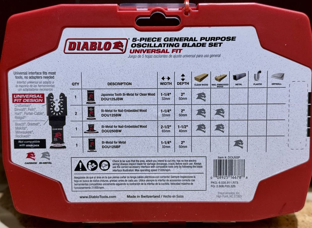 Набор насадок на реноватор мультитул DIABLO, пилки Dewalt Makita Bosch