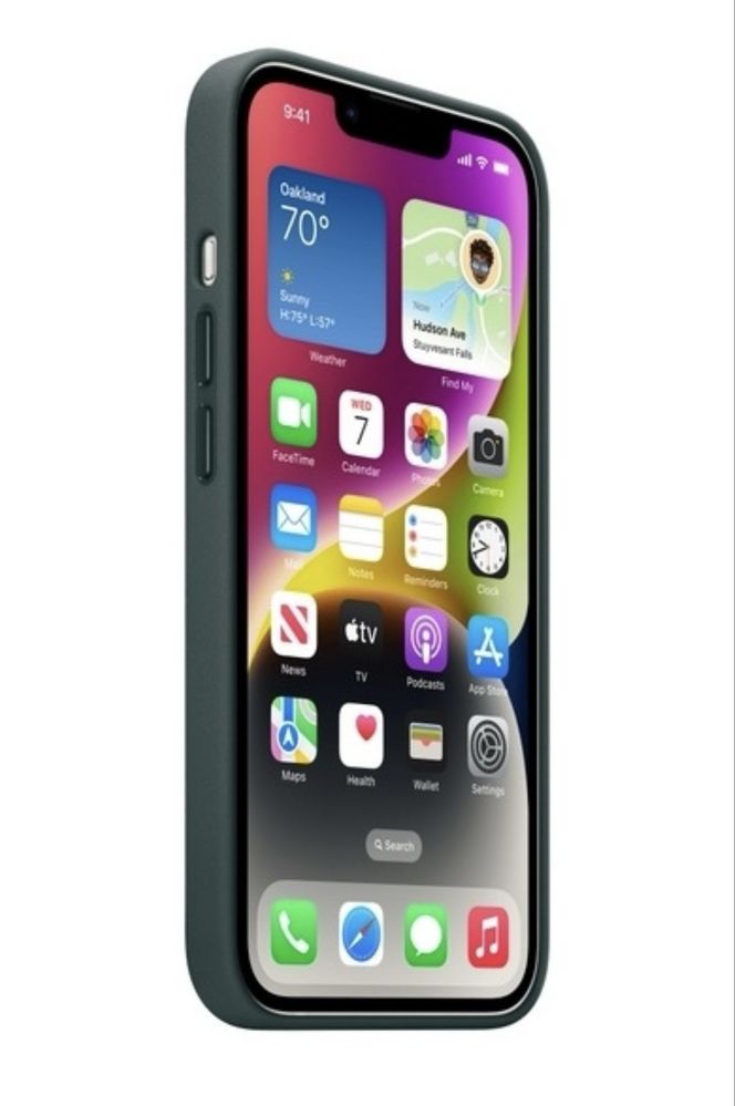 Оригинальный кожаный чехол Apple для Iphone 14 зеленый
