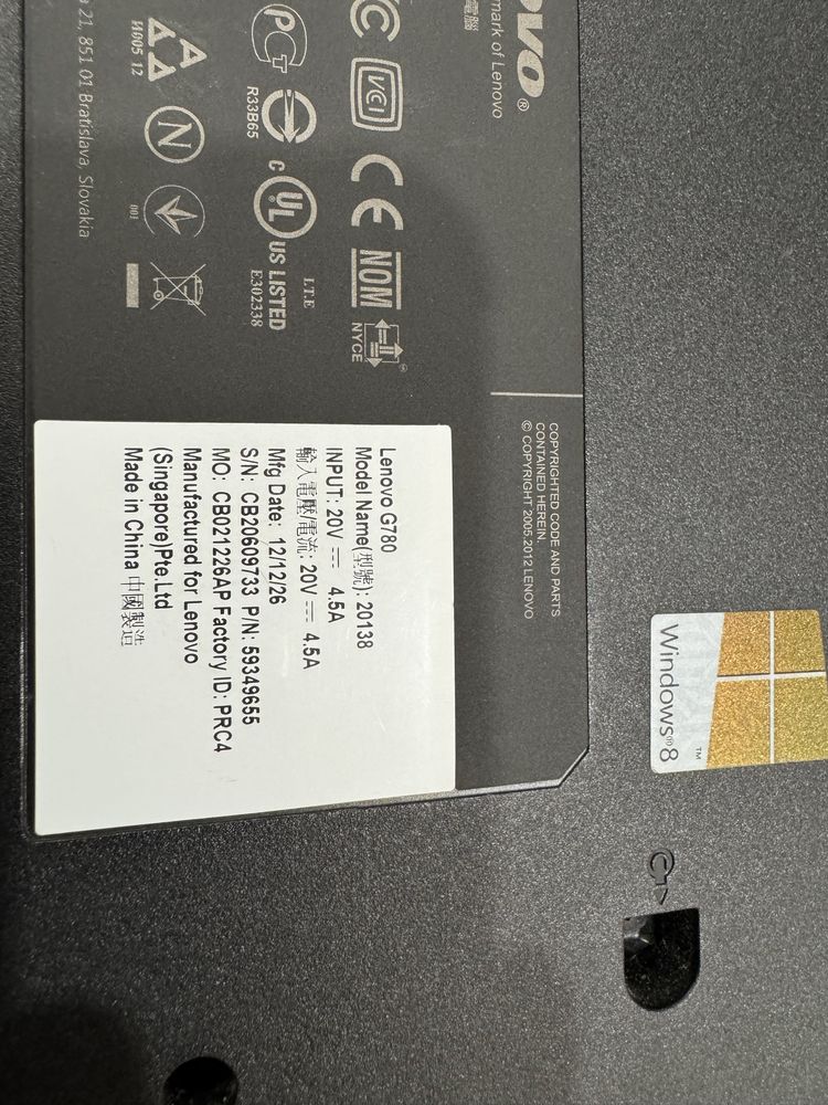 Продам ноутбук lenova g780 i7 3520m 8 gb
