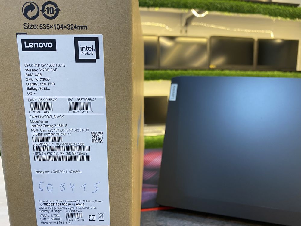 Lenovo ideapad Gaming 3 Core i5-11300H/16ГБ/SSD 512ГБ/RTX 3050 4ГБ