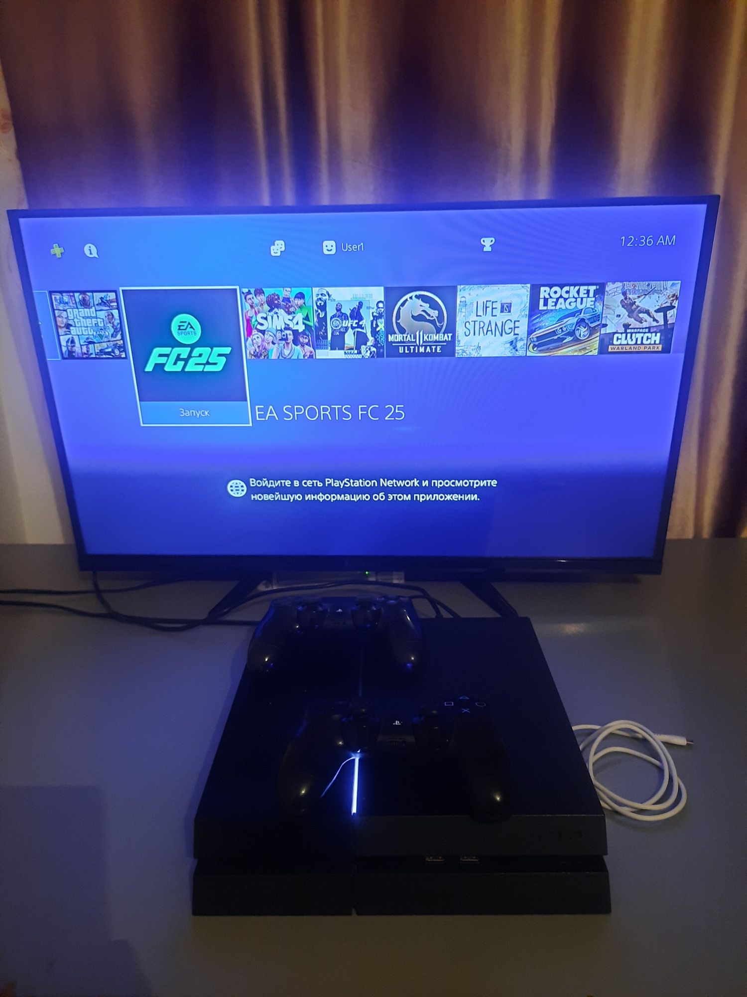Playstation 4 Игрыми Фифа25 Уфс4, МК11, Гта5 и др 2 джойстик
