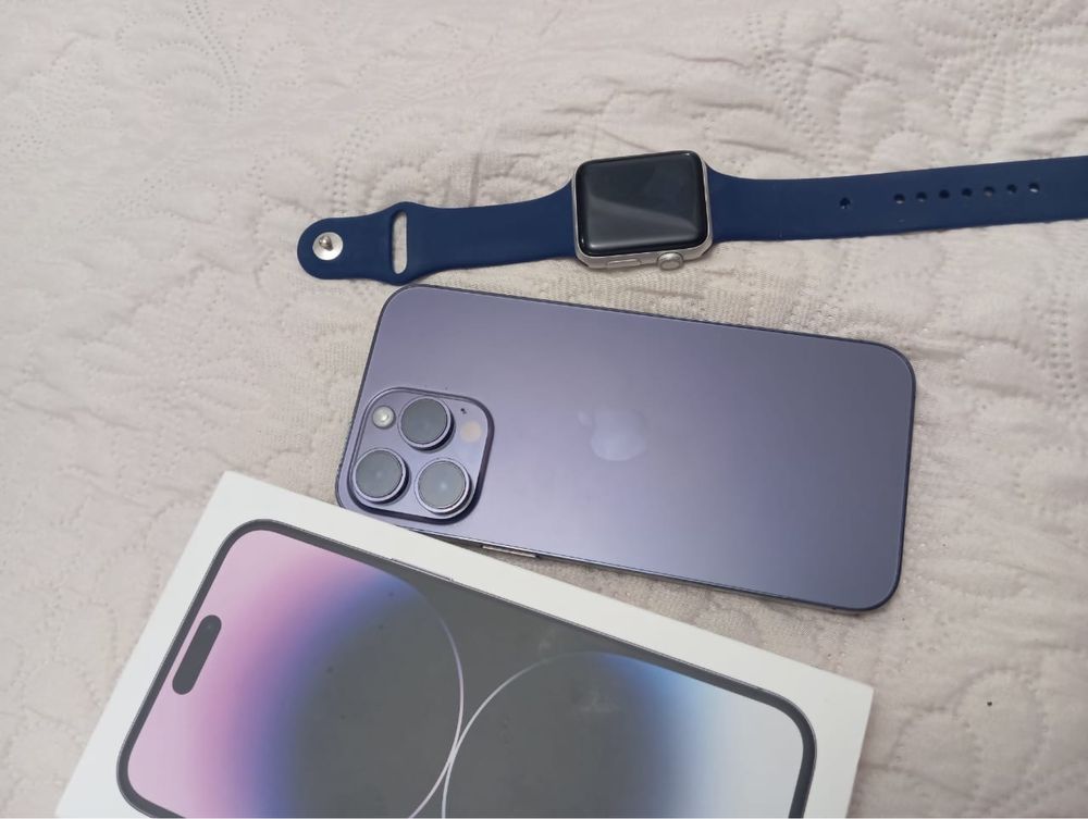 Оригинал Айфон 14 про макс и оригинал apple watch 3