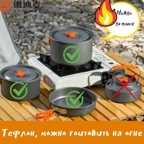 Набор посуды для пикника кемпинга 8 предметов, походный
