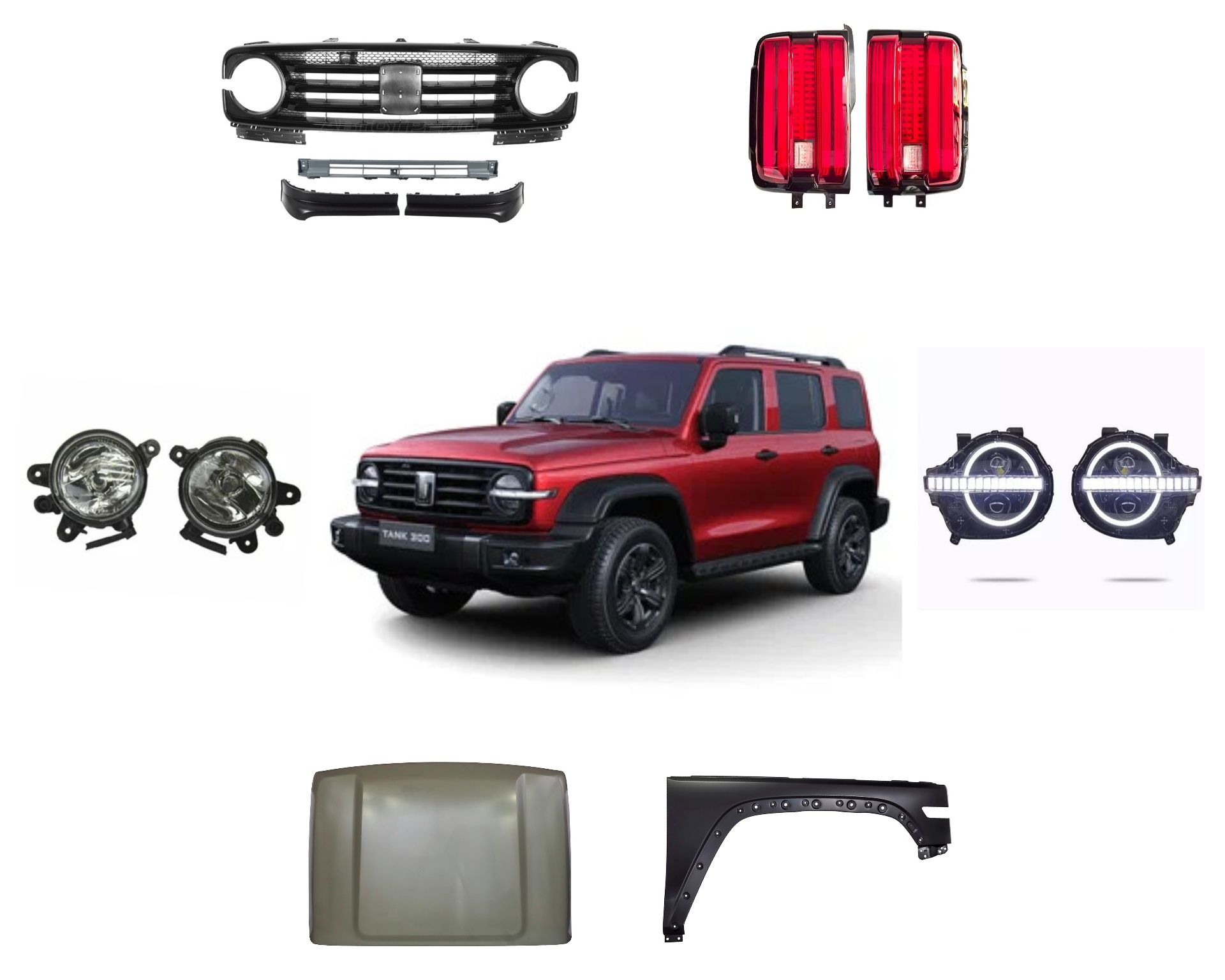 Танк. Фара ,крыло, капот ,бампер ,решетка ,туманки ,  стекла , Tank.30