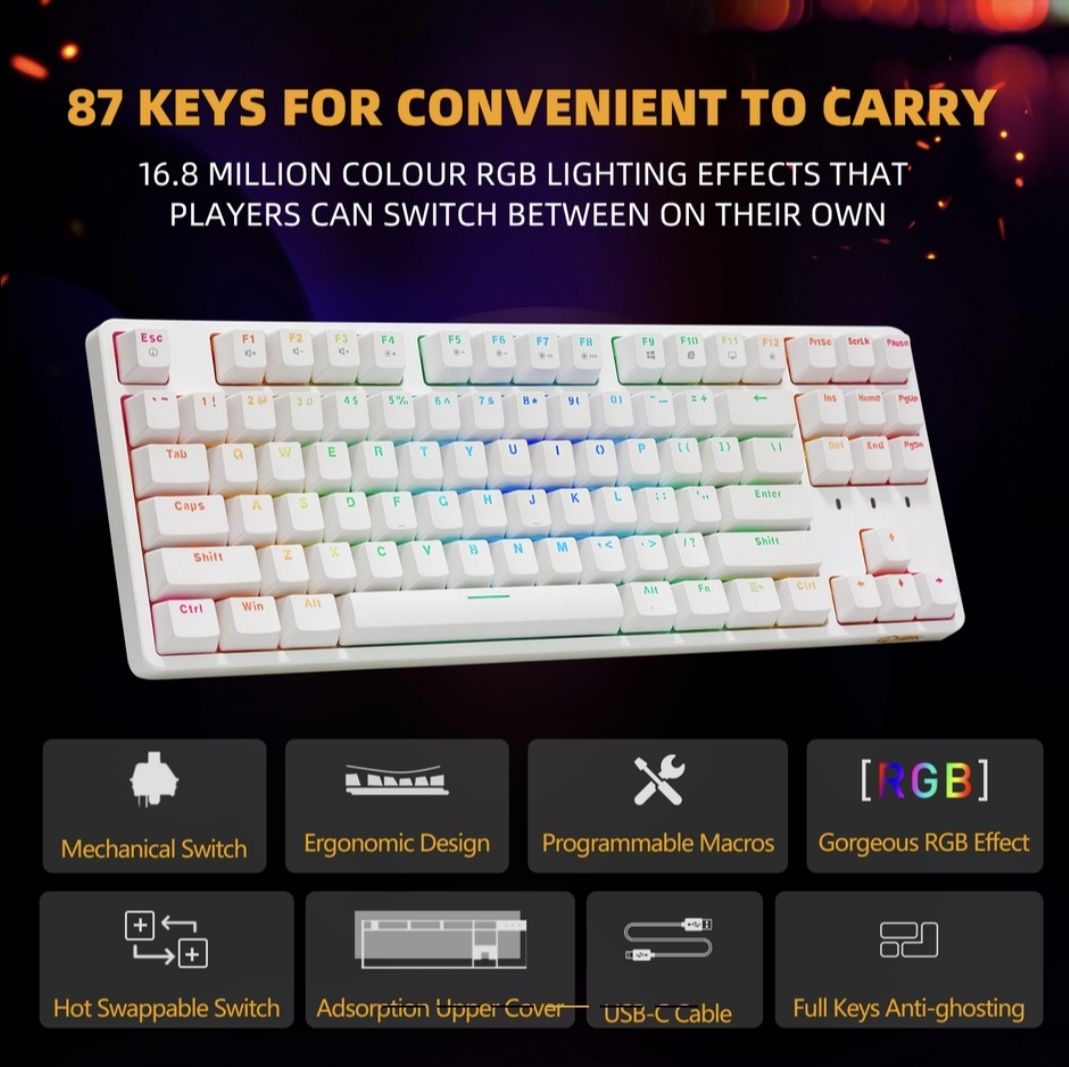 Механическая клавиатура IROK FE87/104 RGB, игровая клавиатура
