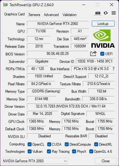 Видеокарта Gigabyte RTX 2060 OC 6GB