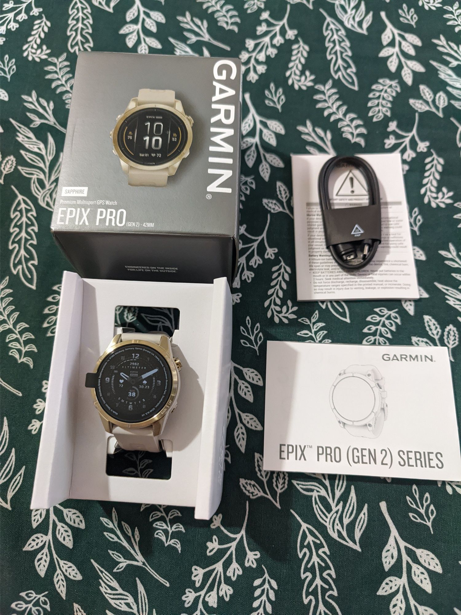 Новые смарт-часы Garmin EPIX PRO (GEN 2) Sapphire Edition, Soft Gold