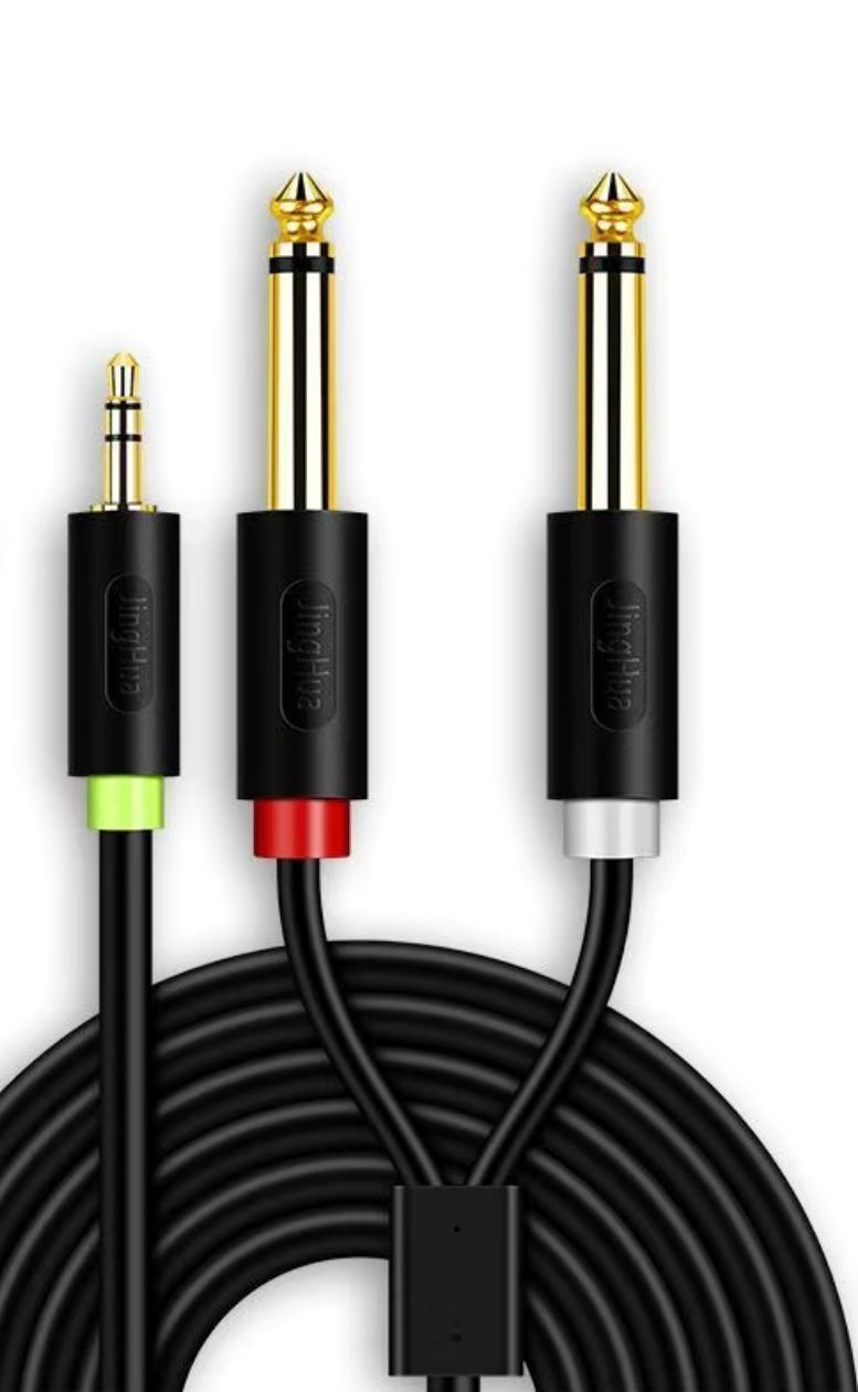 Аудио кабель aux 3.5 на 2 Jack 6.3.  Шнур Аукс 1,5 и 3 метра