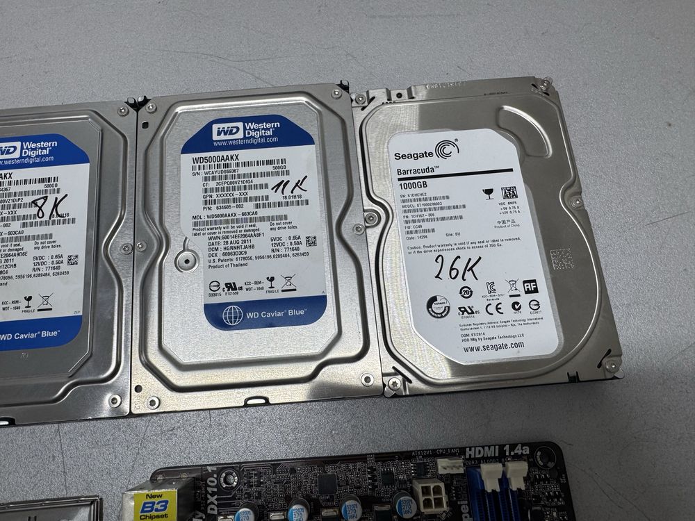 4 комплекта плат и жесткие диски i5-2400S 500gb 1tb