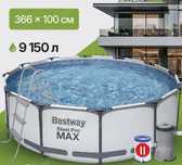 Бассейн каркасный BestWay 366х100/ 9150л фильтр насос, лестница