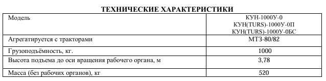 Погрузчик КУН (TURS)-1000У-0 UNIVERSAL     Стрела + Ковш