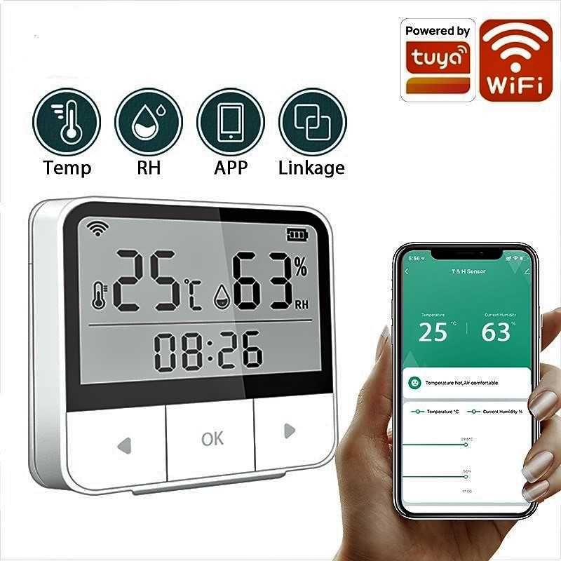 Умный Wi-Fi датчик температуры и влажности с экраном Tuya