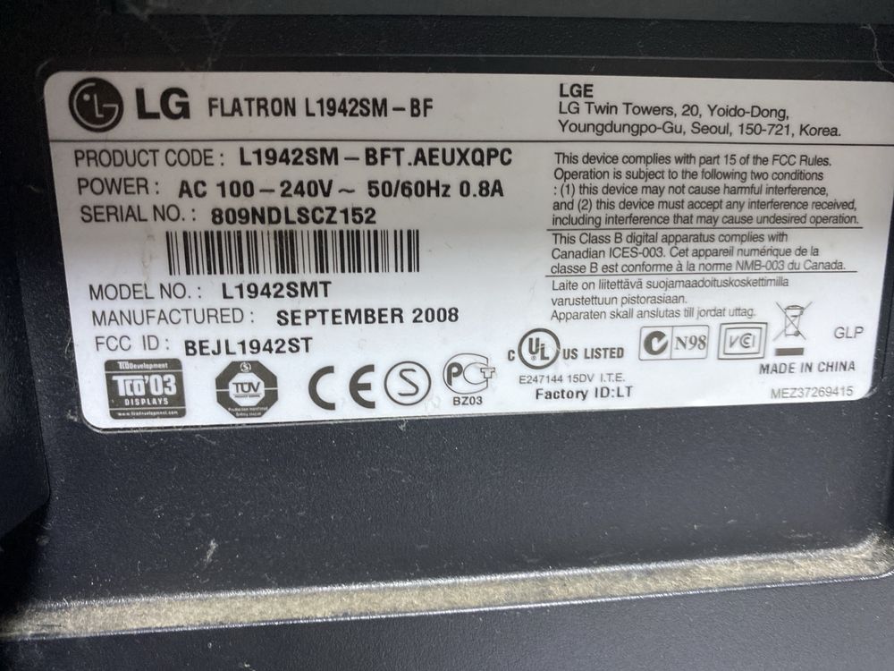 Монитор 60гц LG flatron