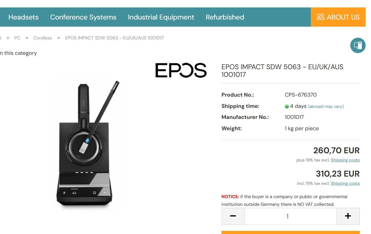 Наушники высокого качества Sennheiser Epos Expand SDW 3 Гарнитура DECT