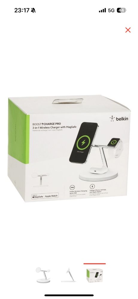 Беспроводное зарядное устройство Belkin 3 в 1 Boost Charge Pro, White