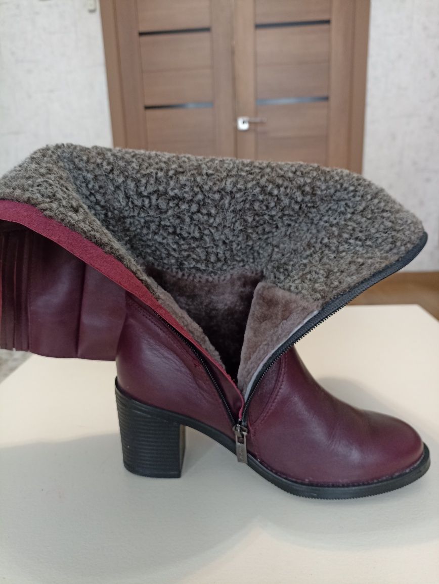 Сапоги зимние кожаные