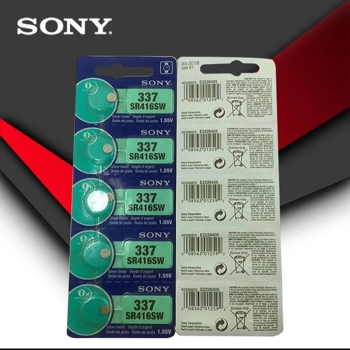 SONY Батарейки 337, SR416SW, 5шт, цена за упаковку