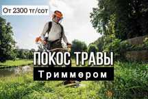 Покос травы триммером