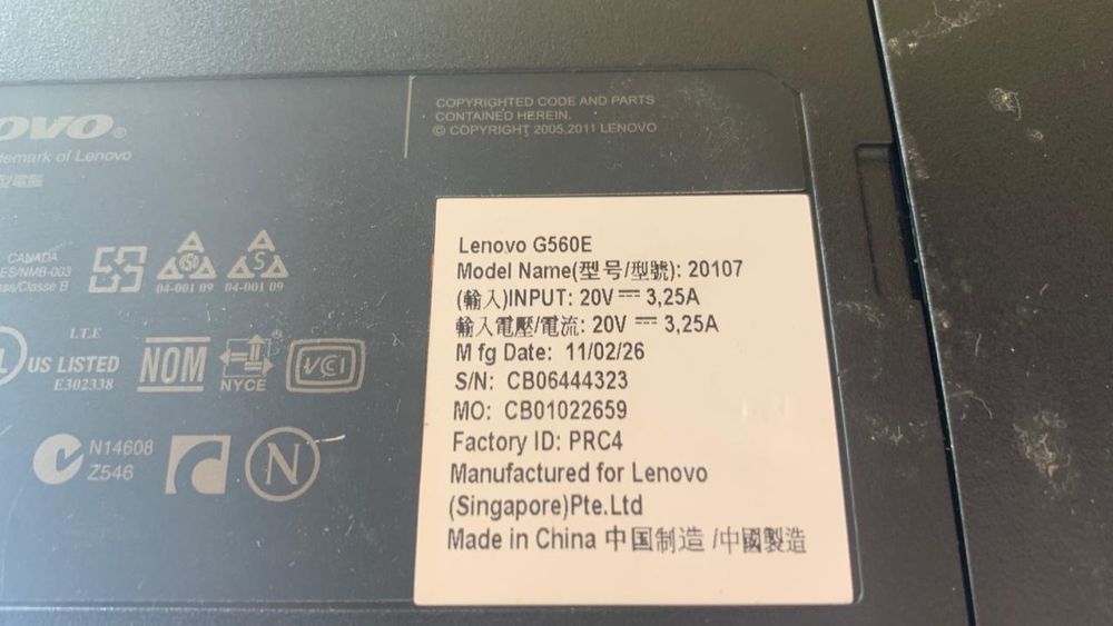 Продам ноутбук Lenovo g 560 e