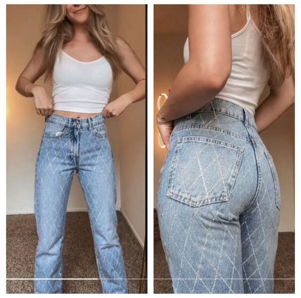 Новые джинсы zara со стразами
