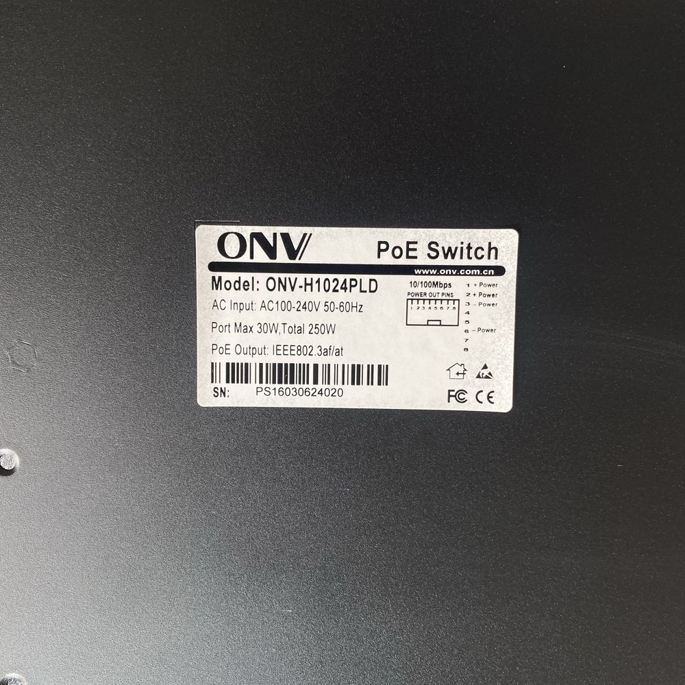 Коммутатор PoE, модель ONV H1024