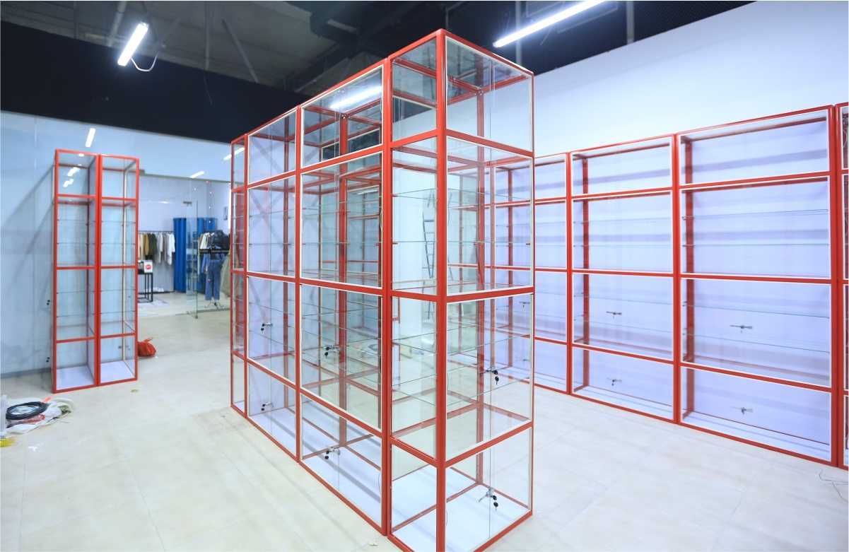 Прилавок витрина стеклянная из профиля, оборудование для магазина tavp