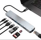 Переходник  адаптер 8в1 type C - lan rj45 , Usb , Hdmi, картридер sd