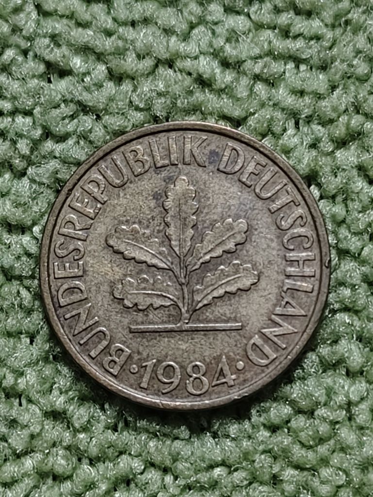Монета ФРГ 10 пфеннигов 1984 года D