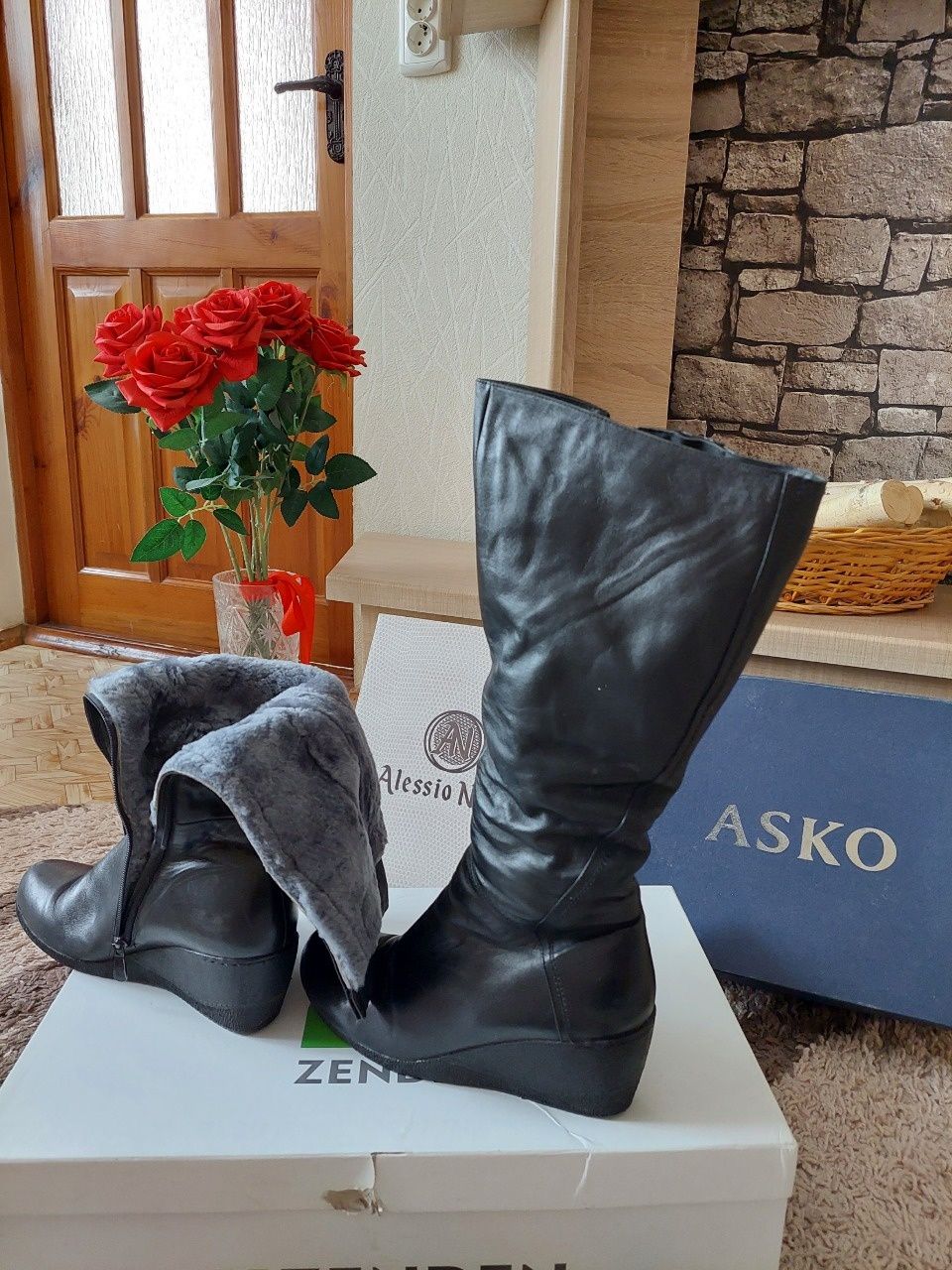 Сапоги женские натуральная кожа и мех оригинал Zenden Asko Alessio