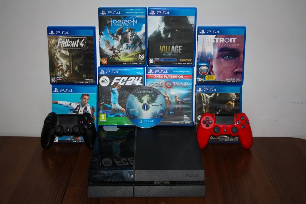 Sony playstation 4 1tb + 25+ игр, 2 джойстика