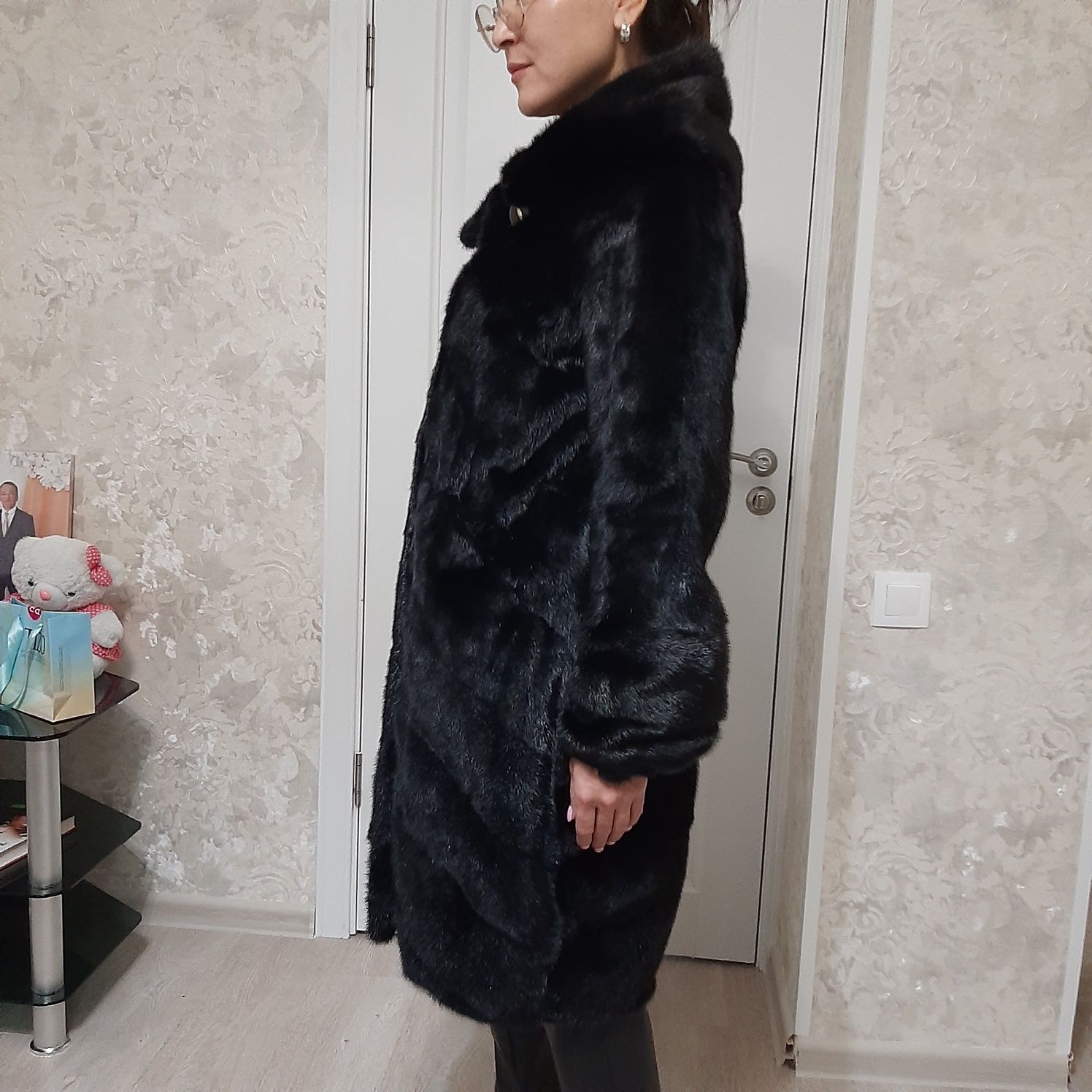 Норковая шуба с капюшоном