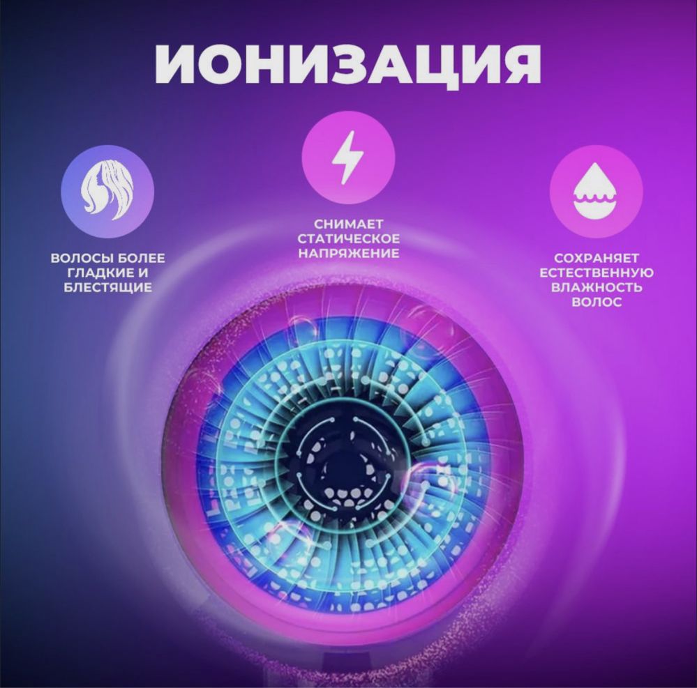 Фен для волос профессиональный / Фен для волос, 2000 ватт, с насадкой