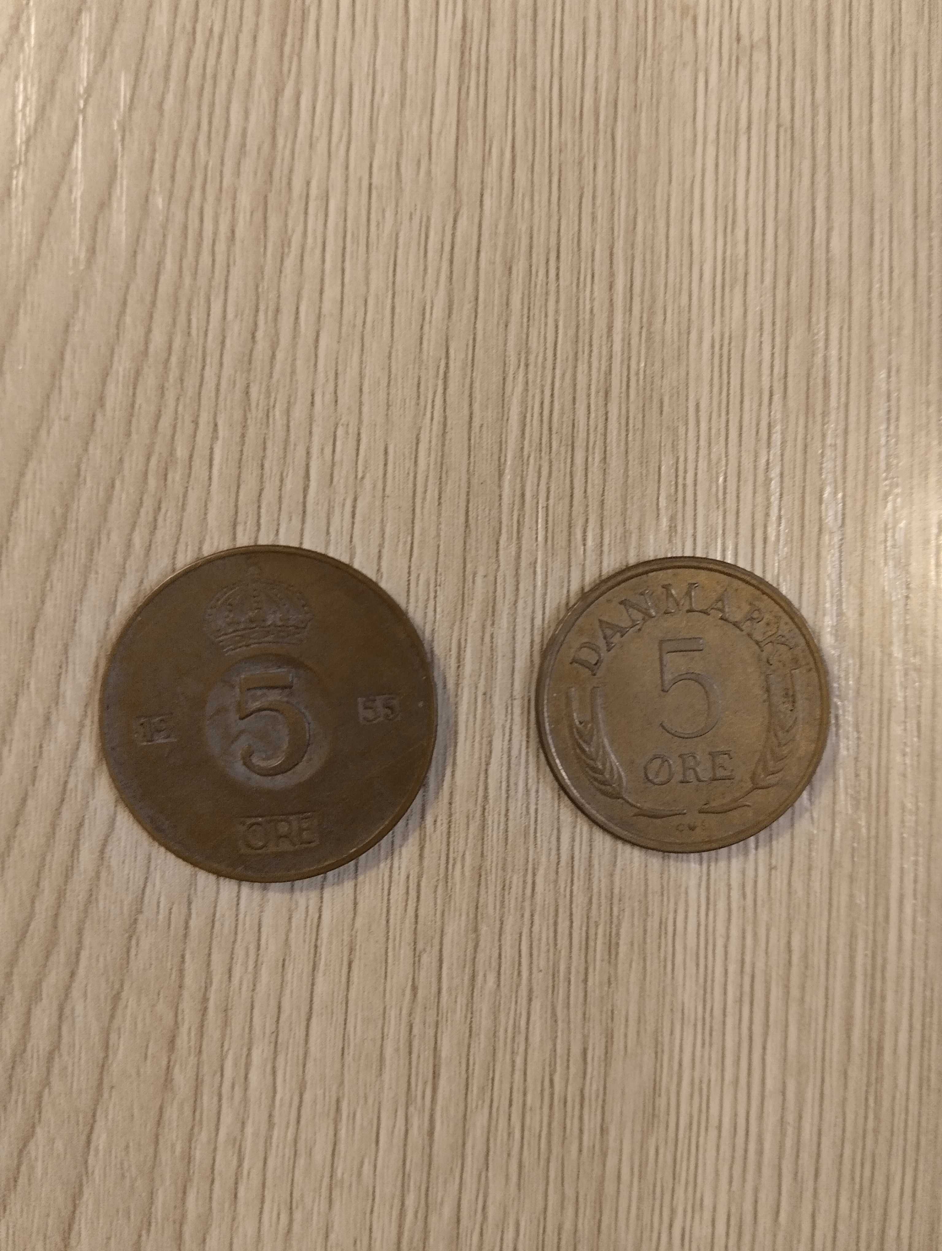 Продам старинные монеты 5 и 5 Ore, 1955 и 1971 Danmark