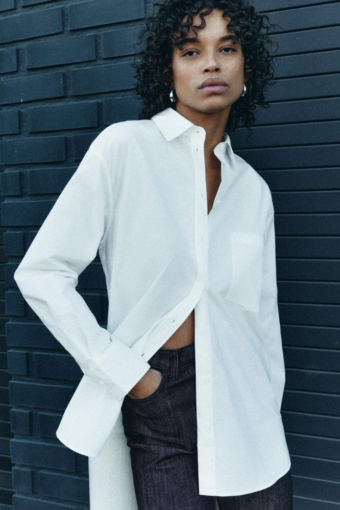Белая рубашка ZARA, свободный крой, L. Оригинал