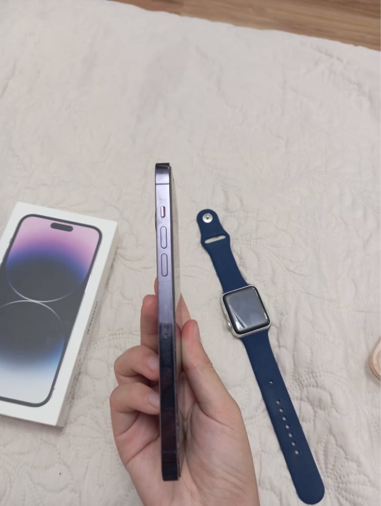 Оригинал Айфон 14 про макс и оригинал apple watch 3