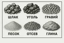 Шлак мытый гравий песок отсев глина дрова