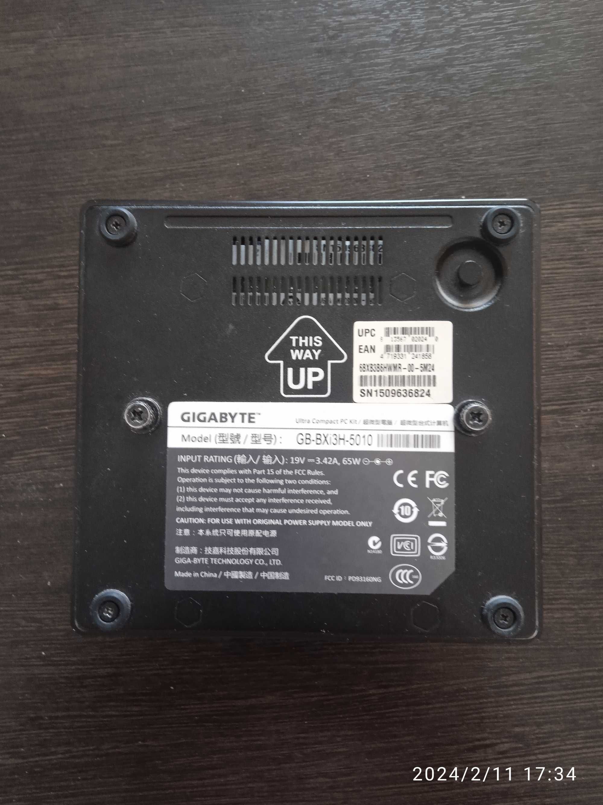 Продам мини- компьютер GIGABYTE BRIX GB-BXi3H-5010