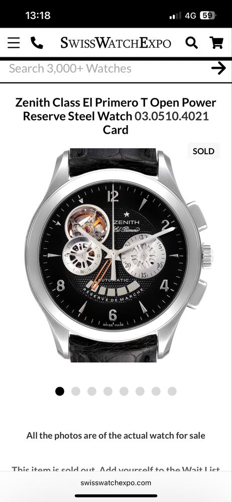 Швейцарские часы Zenith Class El Primero T Open in Steel