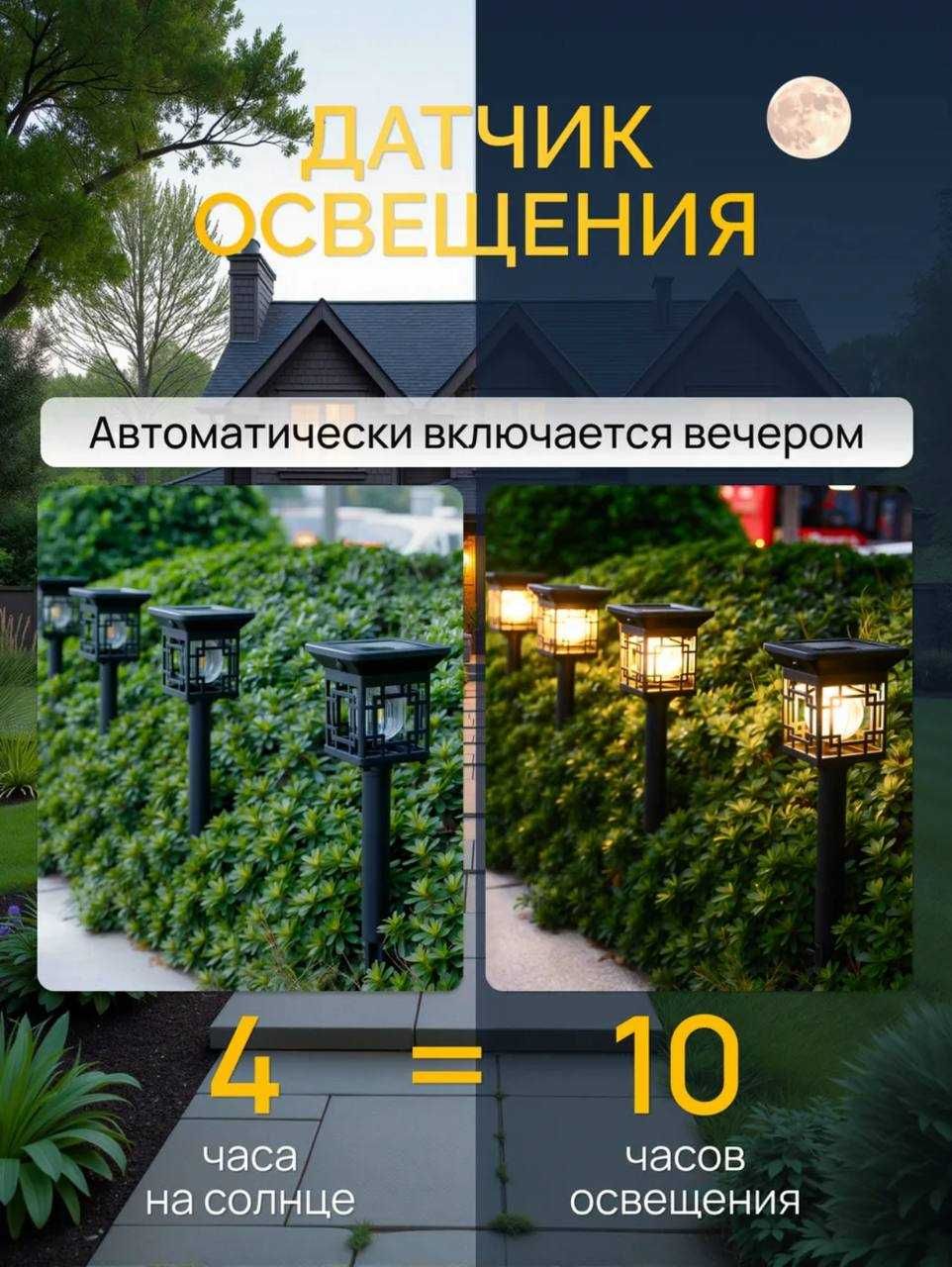 Фонарики садовые на солнечной батарее набор 4 шт.