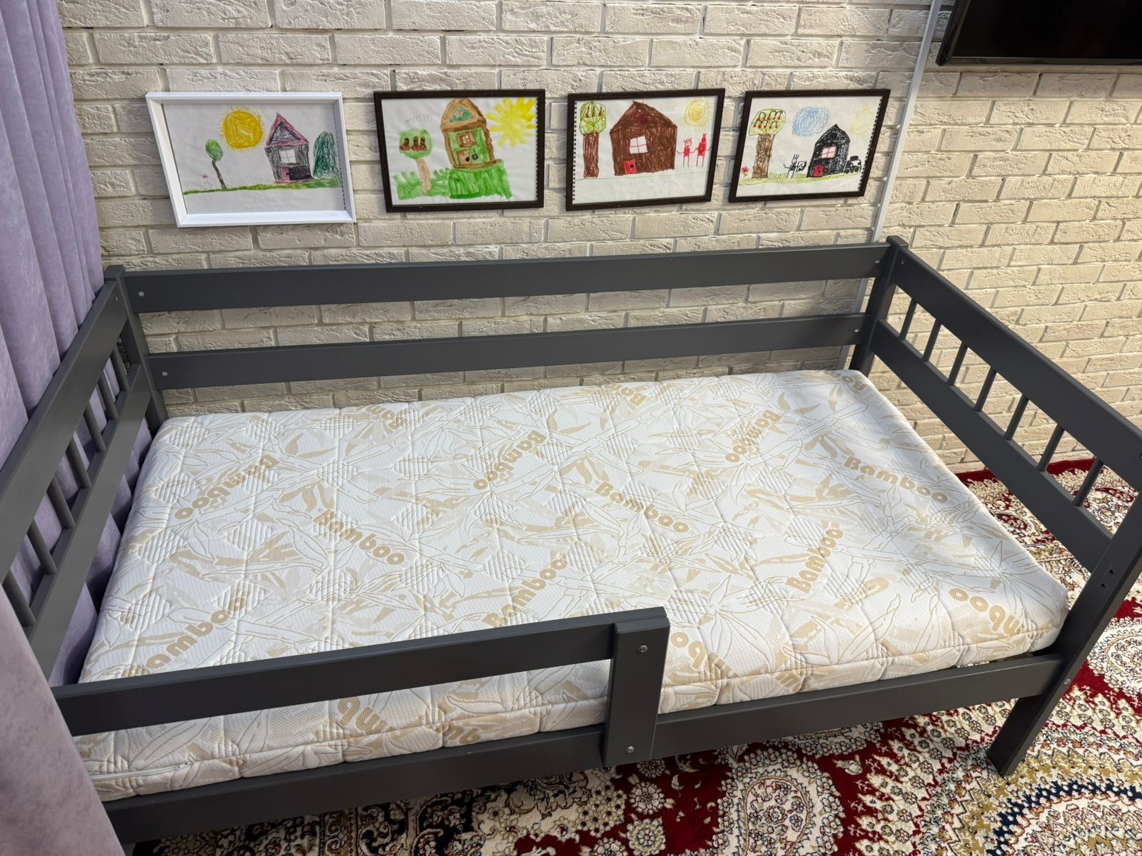 Кровать Pituso Hanna New графит 160х80см с бамбуковым  матрасом