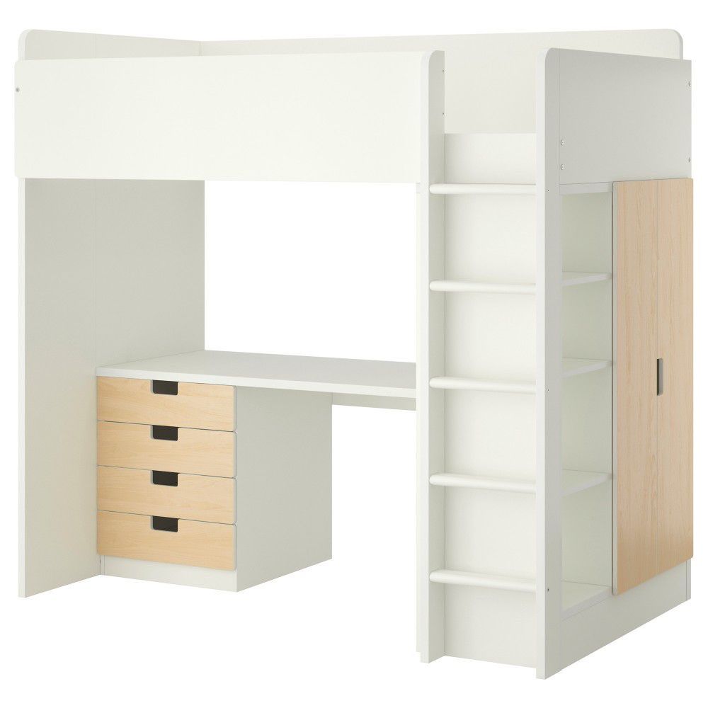 Детская кровать-чердак со столом и шкафом Икеа Стува, Ikea