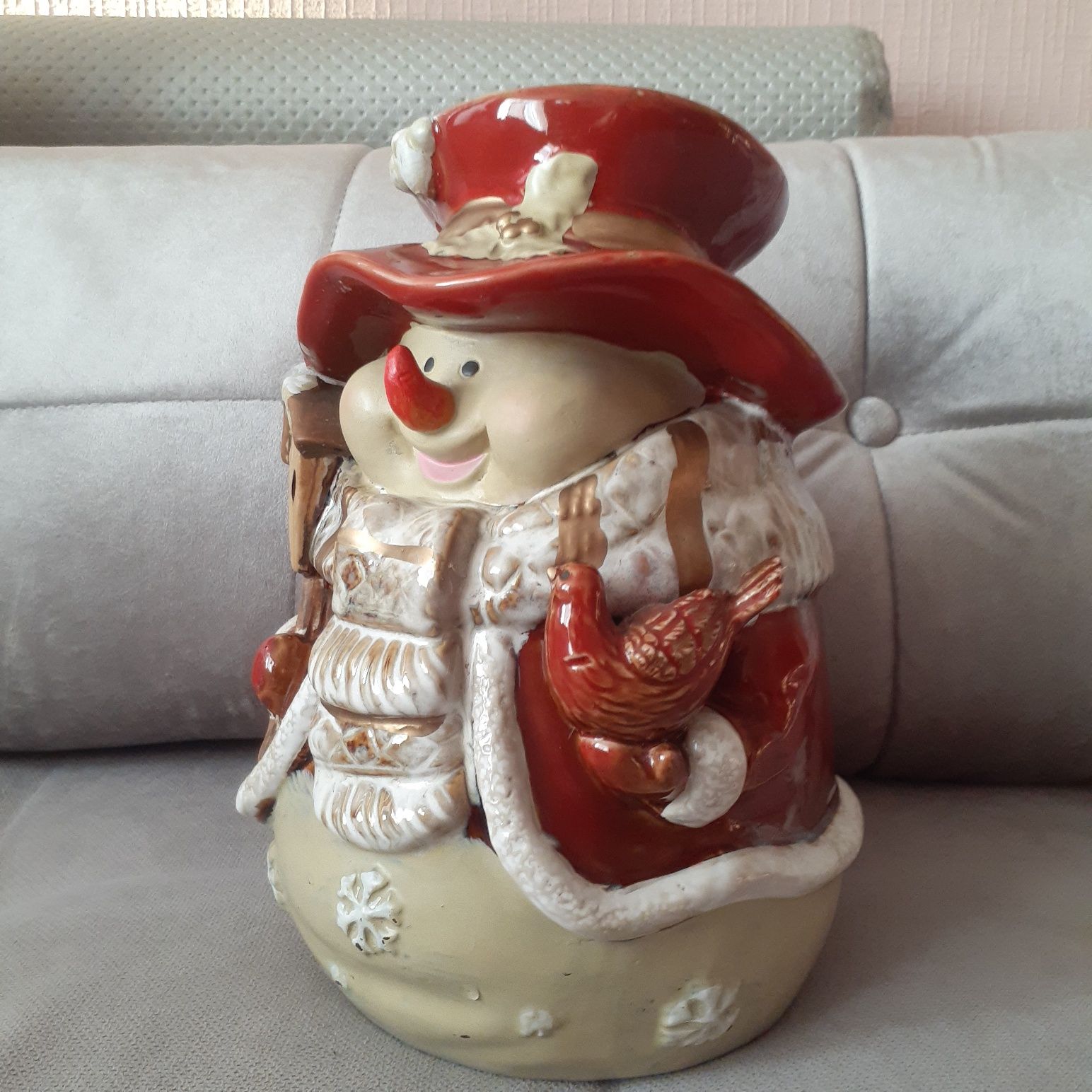 Коллекционный керамический новогодний Снеговик под Ёлочку!