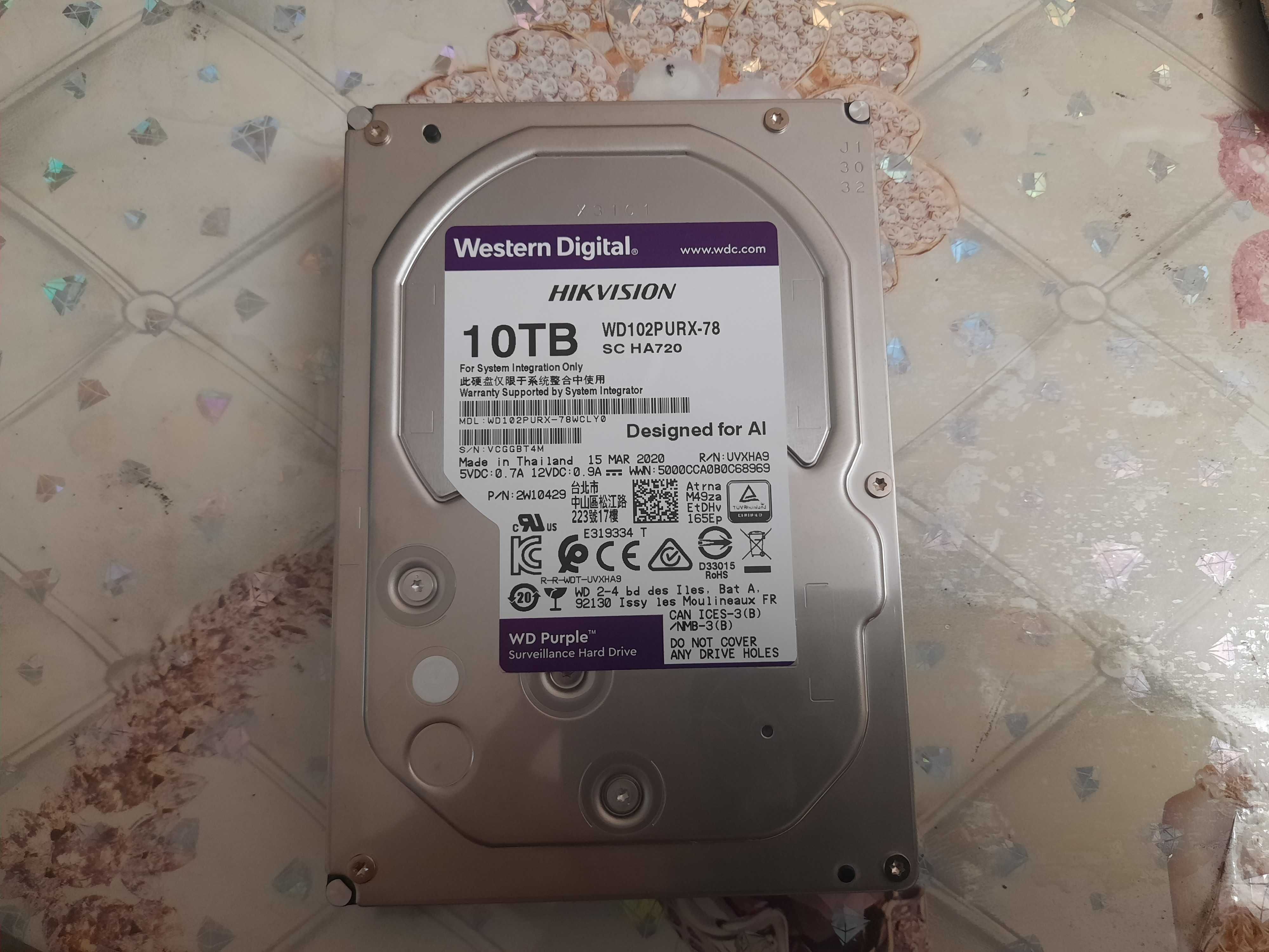 Western Digital 10 tb 3.5 размер для ПК и видеонаблюдения