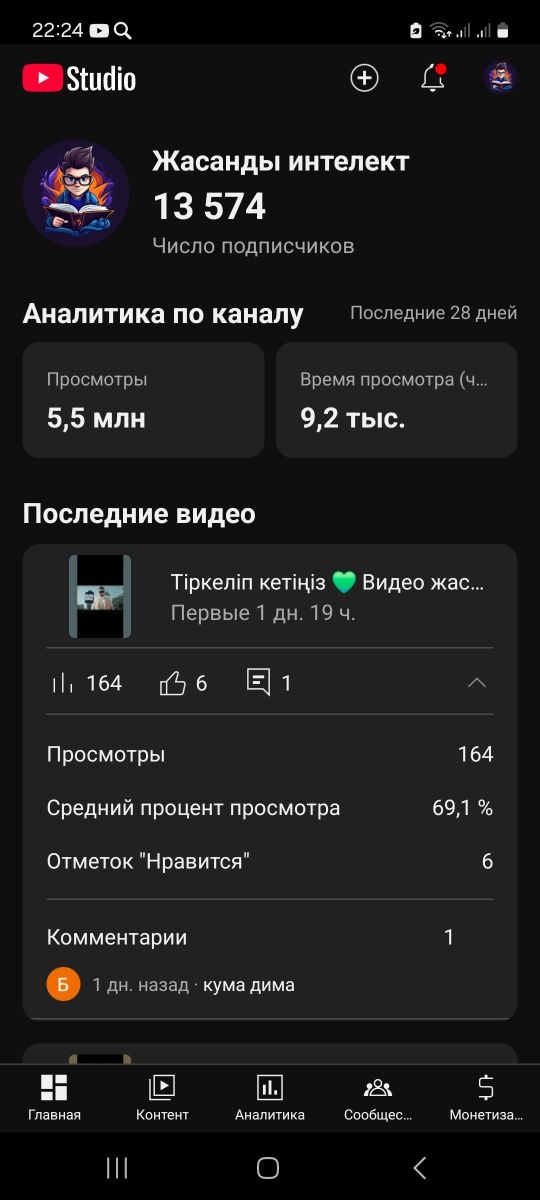 Ютуб акаунт 15 К под