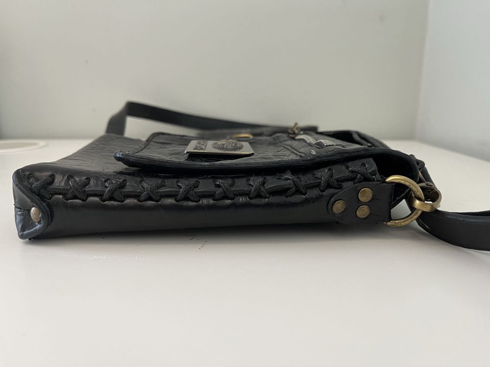 Винтажная Черная Сумка VERSACE из кожи крокодила