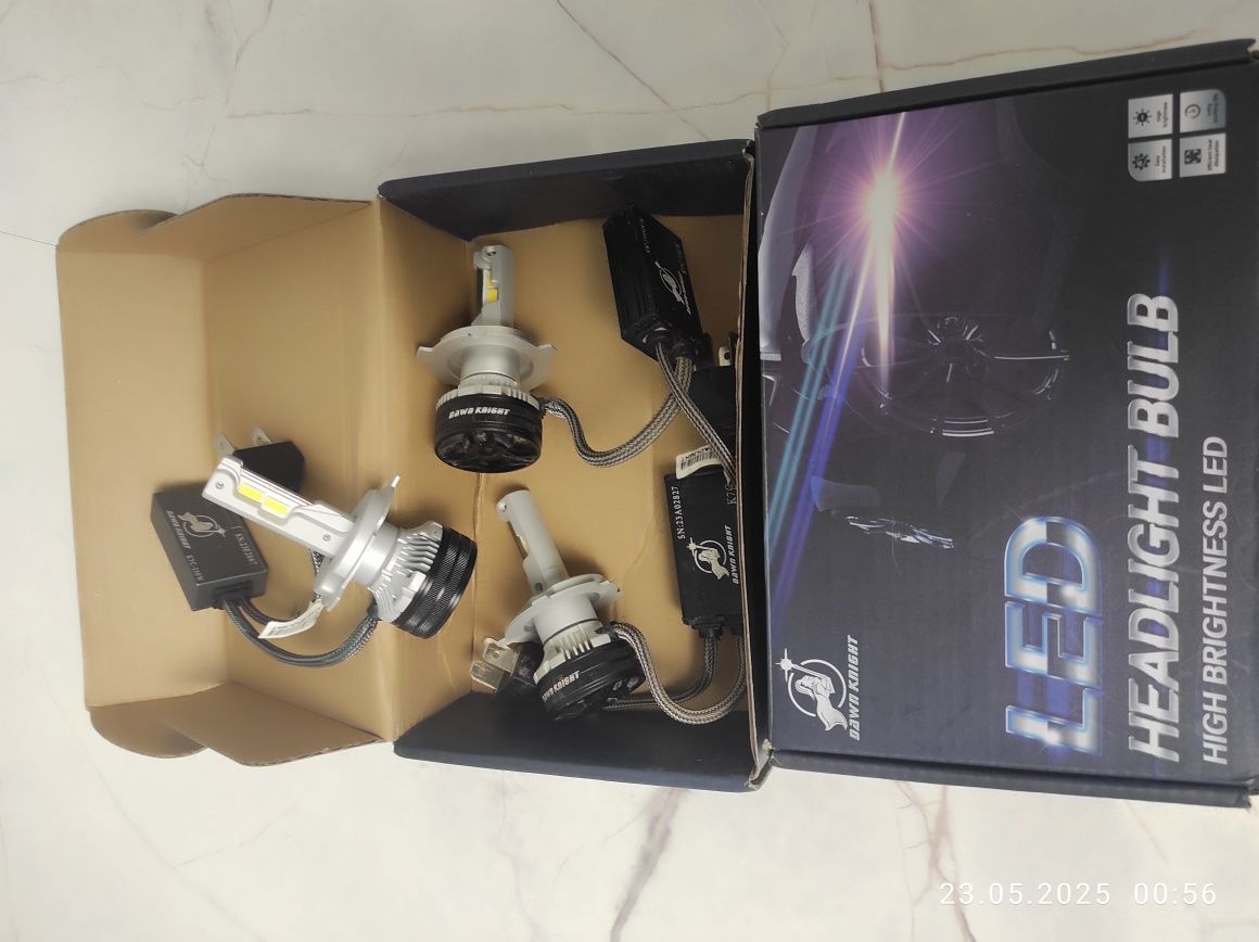 LED лампы H4 DawnKnight K7C — комплект 3 шт (2 б/у + 1 новая)
